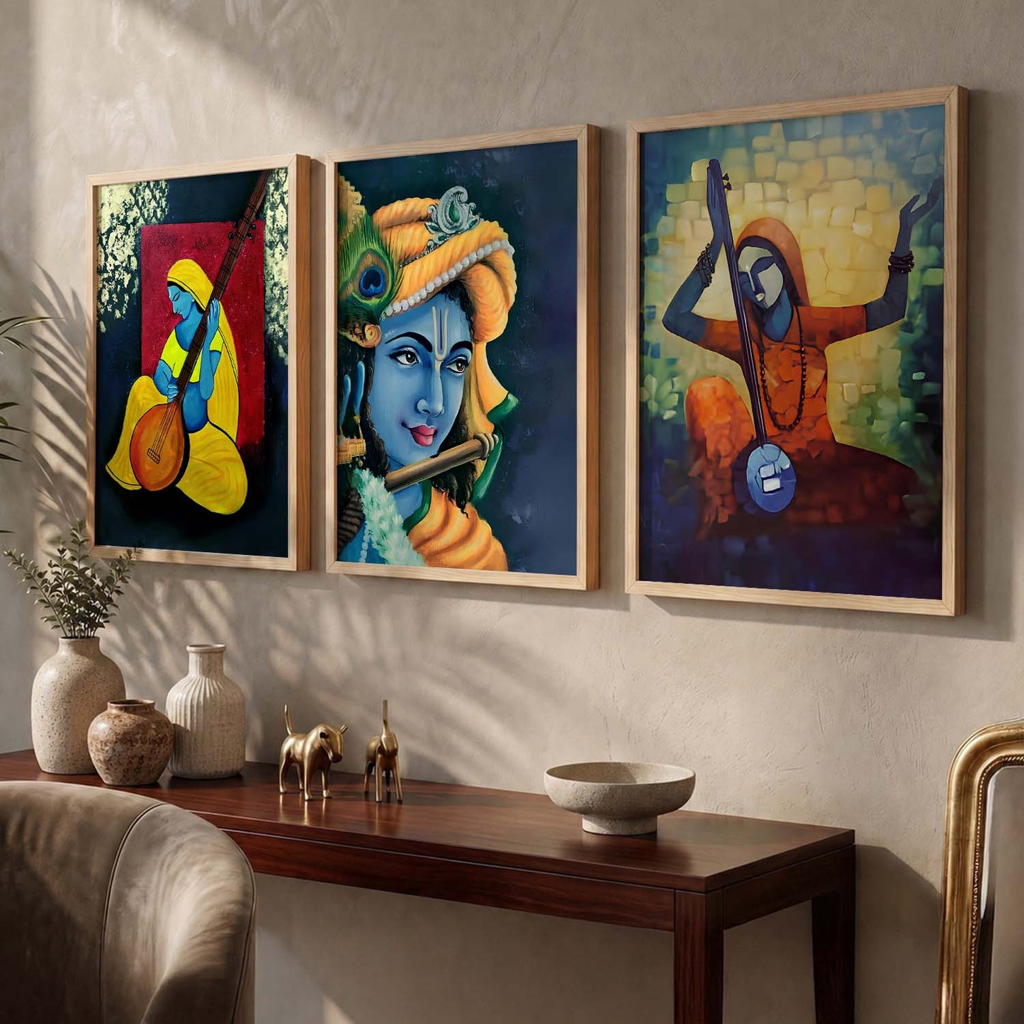 Beautiful Meera and Krishna Art Print for Wall Decor