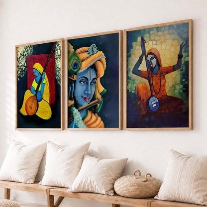 Beautiful Meera and Krishna Art Print for Wall Decor