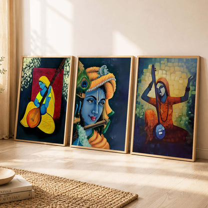 Beautiful Meera and Krishna Art Print for Wall Decor