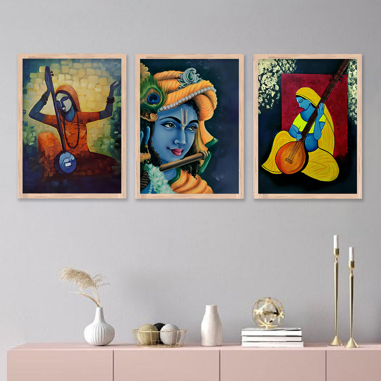 Beautiful Meera and Krishna Art Painting for Wall Decor-Kotart