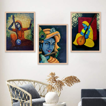 Beautiful Meera and Krishna Art Painting for Wall Decor-Kotart