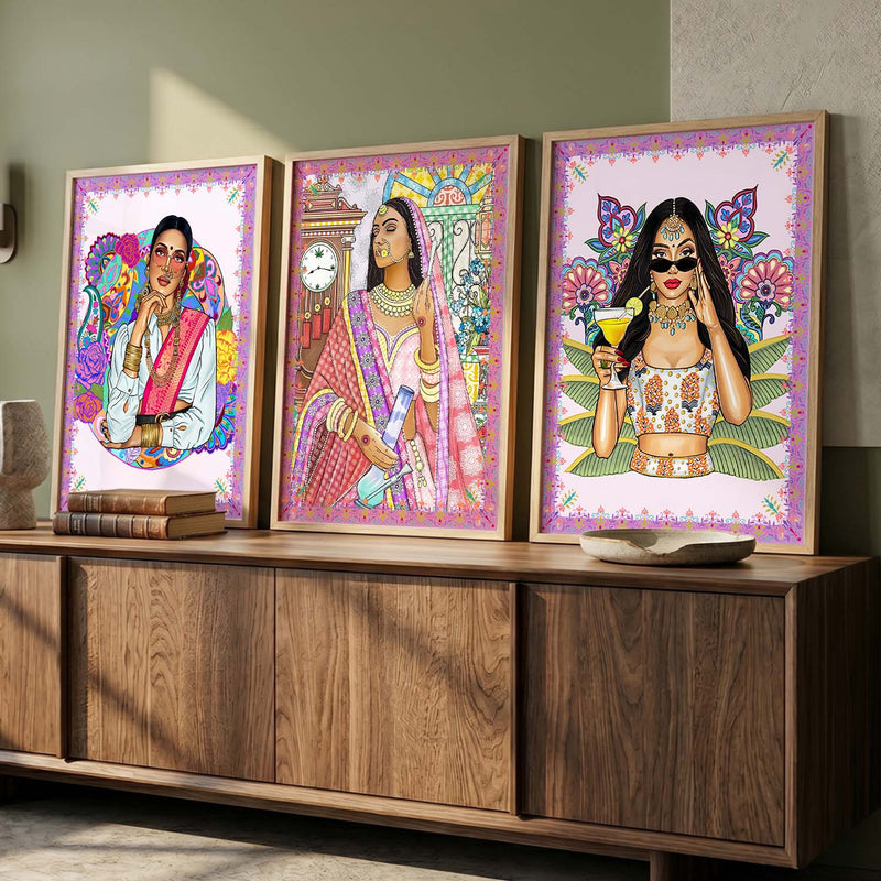 Traditional Woman Art Print for Wall Decor