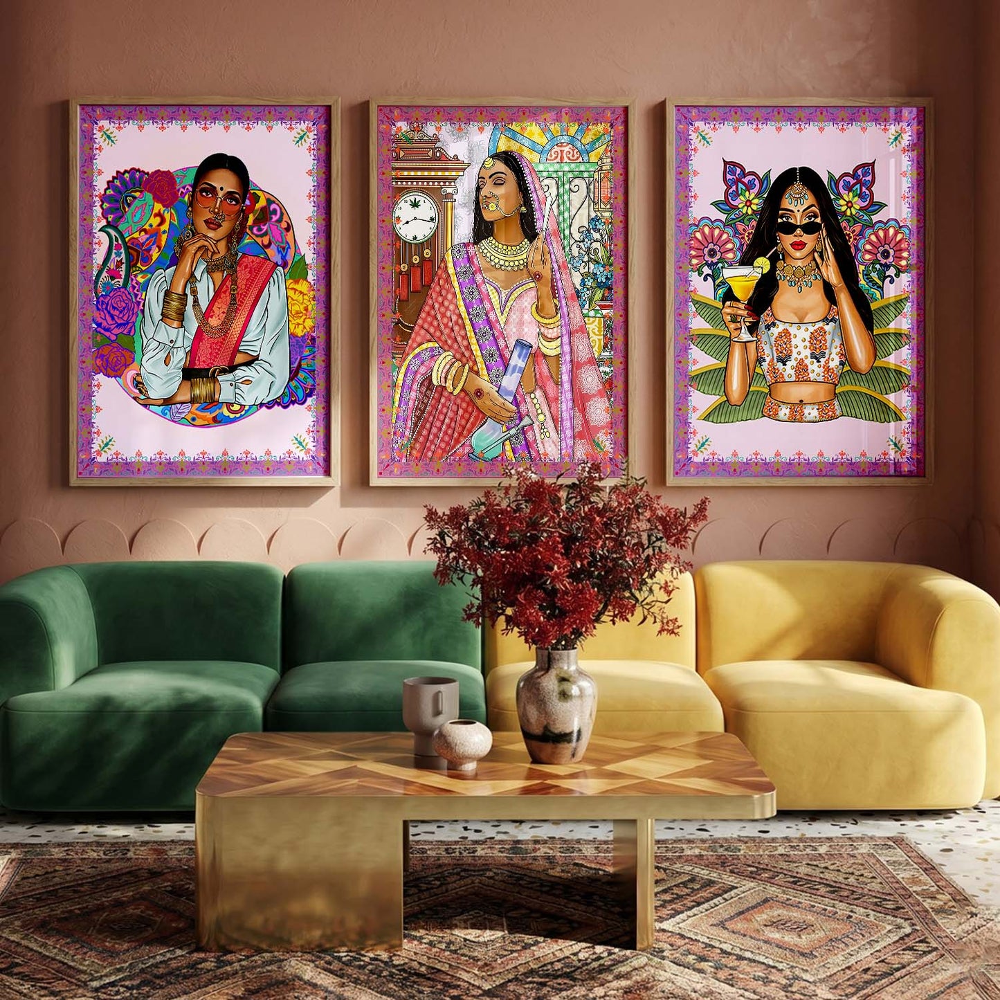 Traditional Woman Art Print for Wall Decor