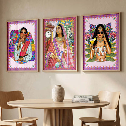 Traditional Woman Art Print for Wall Decor