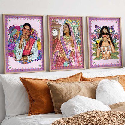 Traditional Woman Art Print for Wall Decor