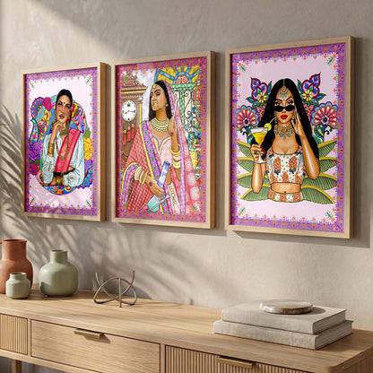 Traditional Woman Art Print for Wall Decor
