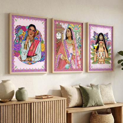 Traditional Woman Art Print for Wall Decor