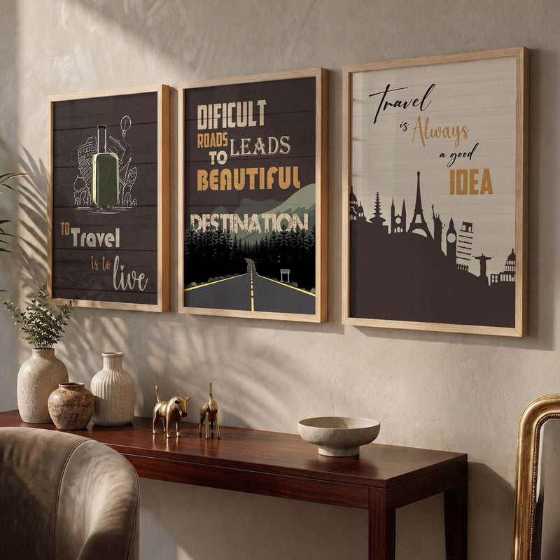 Dream Big Inspirational Typography Bold Typography Motivational Quotes Wall Art Set of 3 Framed Prints