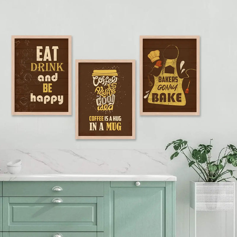 Kitchen Quotes Posters with Frame for Kitchen Restaurant Cafe Wall Decor-Kotart