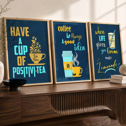 Kitchen Quotes Posters with Frame for Kitchen Restaurant Cafe Wall Decor