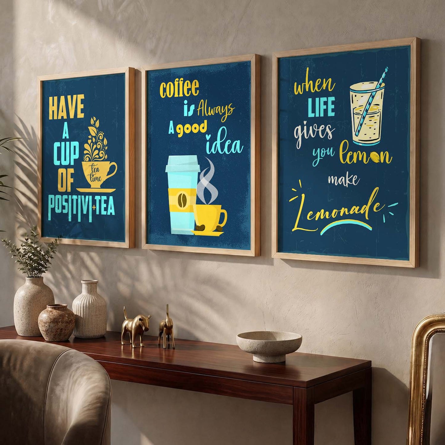 Kitchen Quotes Posters with Frame for Kitchen Restaurant Cafe Wall Decor
