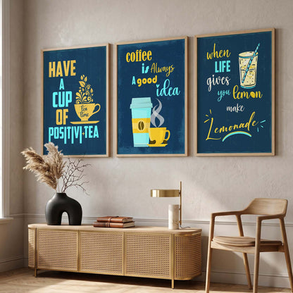 Kitchen Quotes Posters with Frame for Kitchen Restaurant Cafe Wall Decor