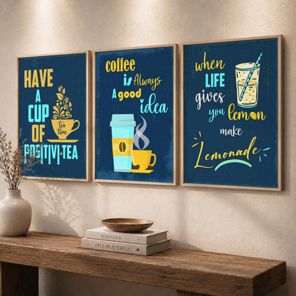 Kitchen Quotes Posters with Frame for Kitchen Restaurant Cafe Wall Decor