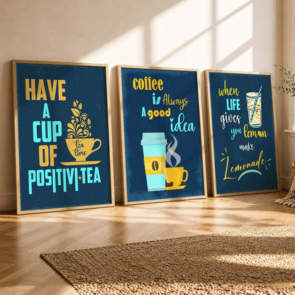 Kitchen Quotes Posters with Frame for Kitchen Restaurant Cafe Wall Decor