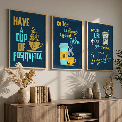 Kitchen Quotes Posters with Frame for Kitchen Restaurant Cafe Wall Decor