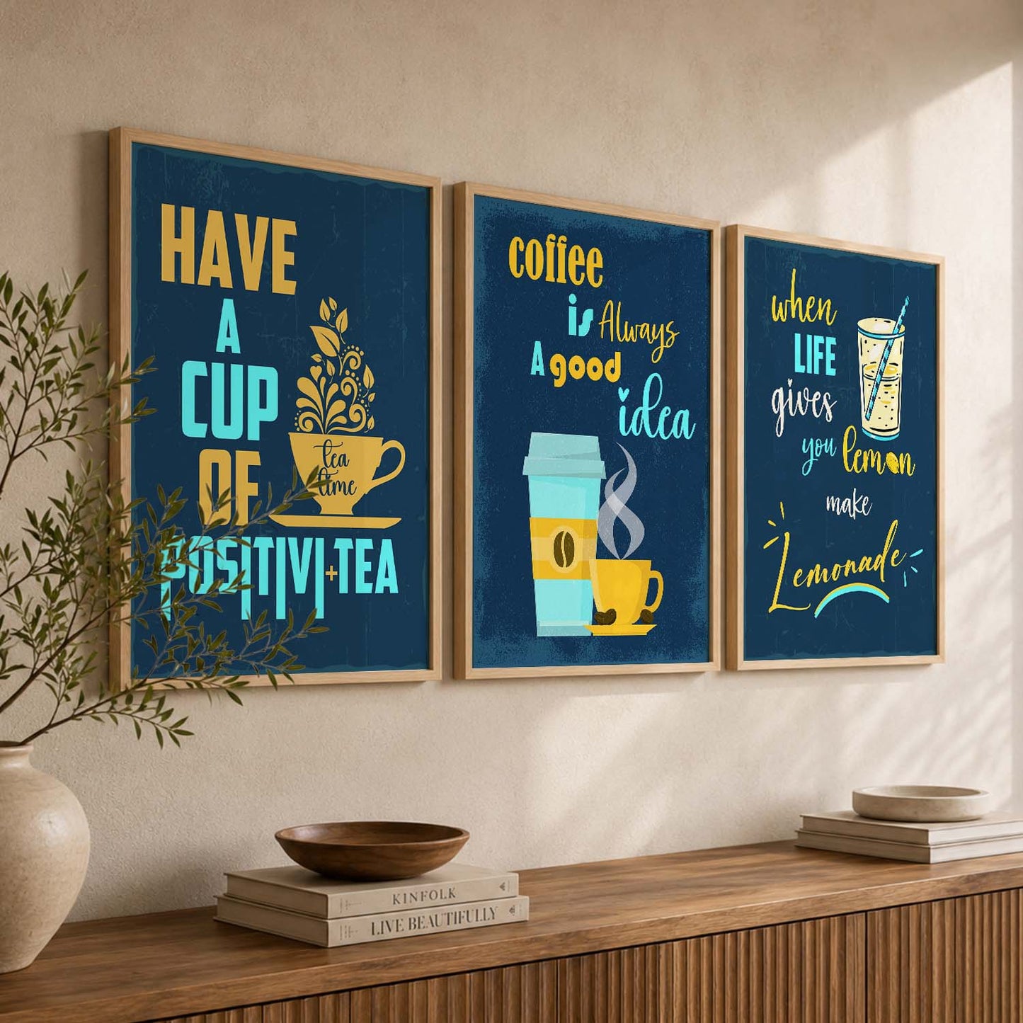 Kitchen Quotes Posters with Frame for Kitchen Restaurant Cafe Wall Decor