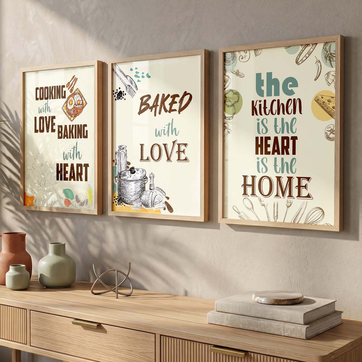 Kitchen Quotes Posters with Frame for Kitchen Restaurant Cafe Wall Decor