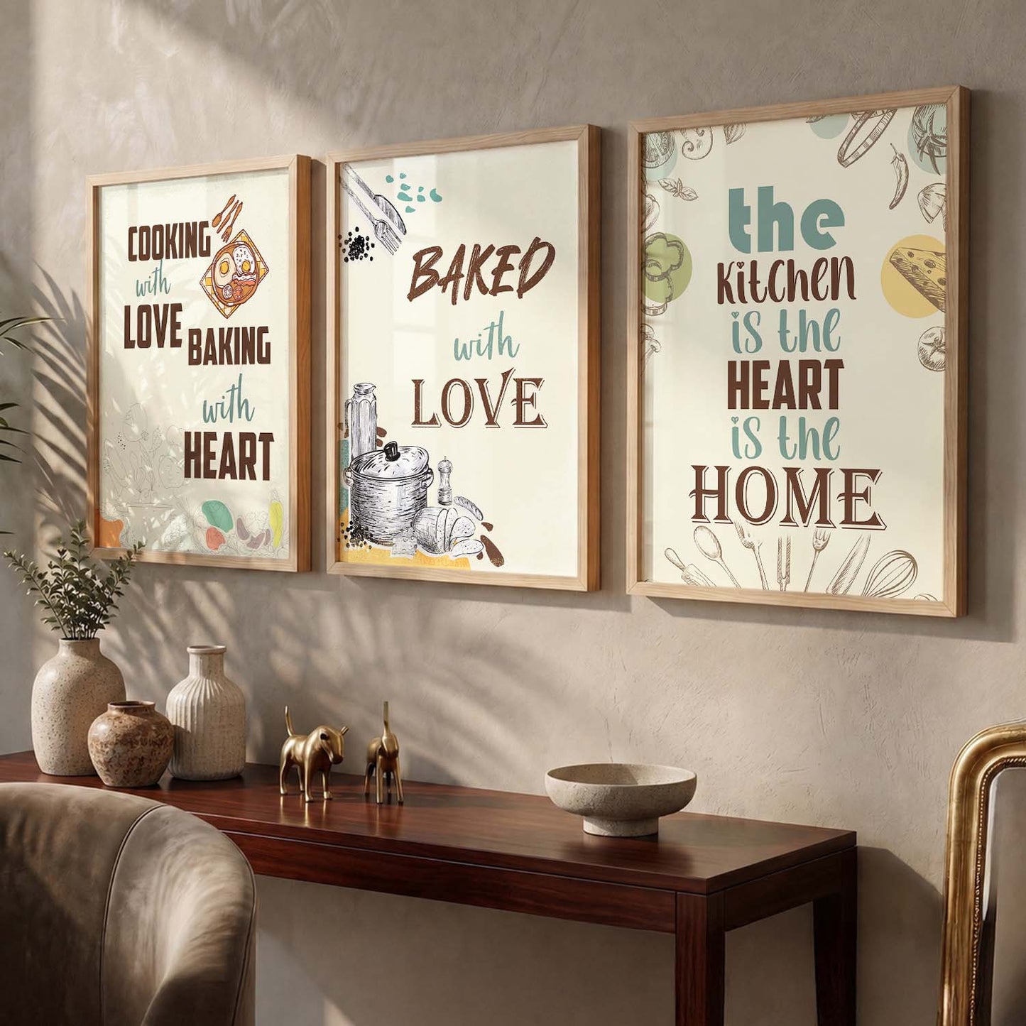 Kitchen Quotes Posters with Frame for Kitchen Restaurant Cafe Wall Decor