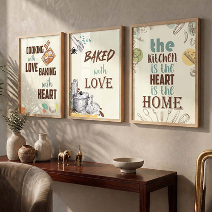 Kitchen Quotes Posters with Frame for Kitchen Restaurant Cafe Wall Decor