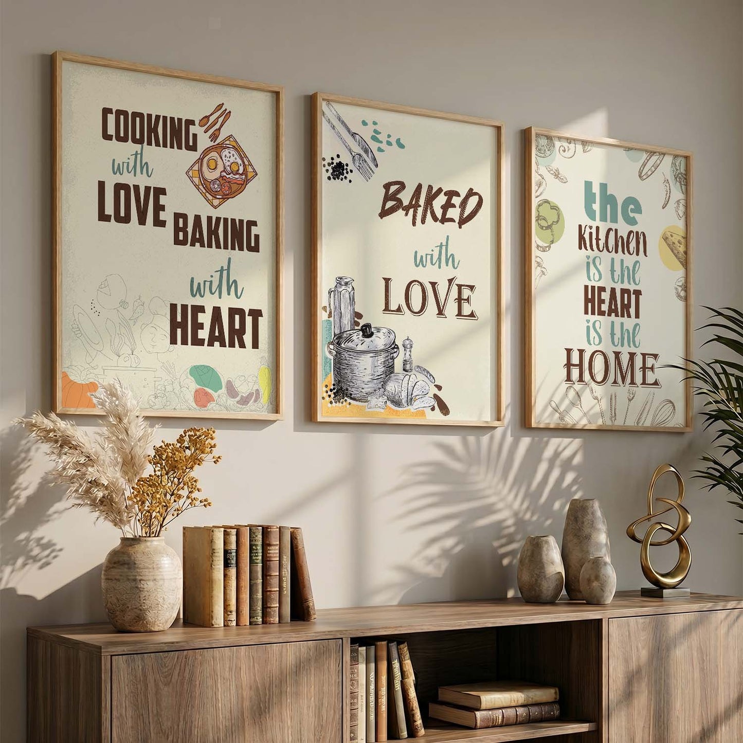 Kitchen Quotes Posters with Frame for Kitchen Restaurant Cafe Wall Decor