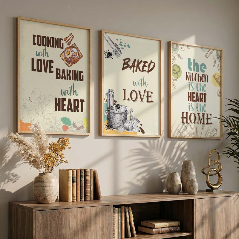 Kitchen Quotes Posters with Frame for Kitchen Restaurant Cafe Wall Decor