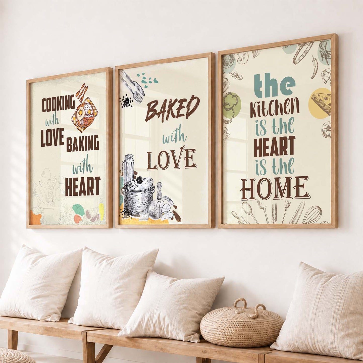 Kitchen Quotes Posters with Frame for Kitchen Restaurant Cafe Wall Decor