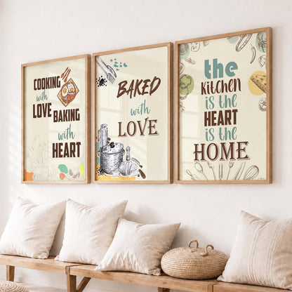 Kitchen Quotes Posters with Frame for Kitchen Restaurant Cafe Wall Decor