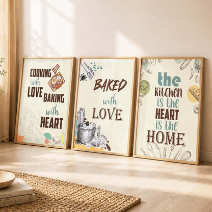 Kitchen Quotes Posters with Frame for Kitchen Restaurant Cafe Wall Decor