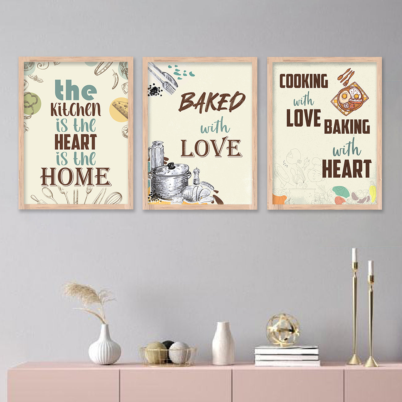 Kitchen Quotes Posters with Frame for Kitchen Restaurant Cafe Wall Decor-Kotart