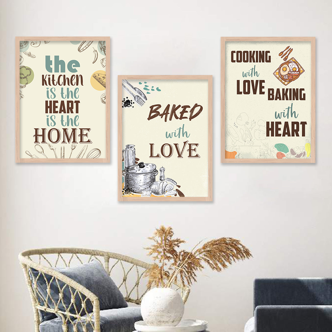 Kitchen Quotes Posters with Frame for Kitchen Restaurant Cafe Wall Decor-Kotart