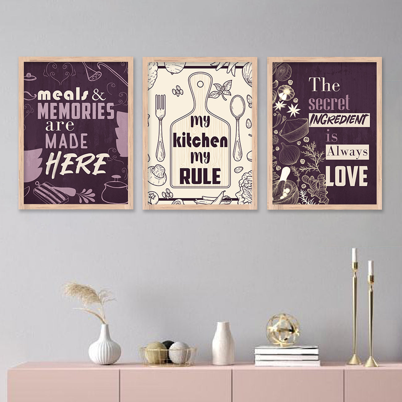 Kitchen Quotes Posters with Frame for Kitchen Restaurant Cafe Wall Decor-Kotart