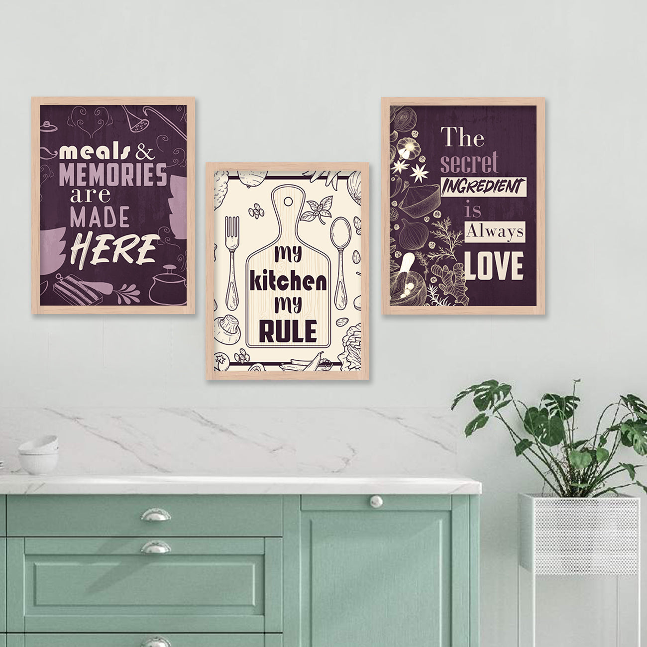 Kitchen Quotes Posters with Frame for Kitchen Restaurant Cafe Wall Decor-Kotart