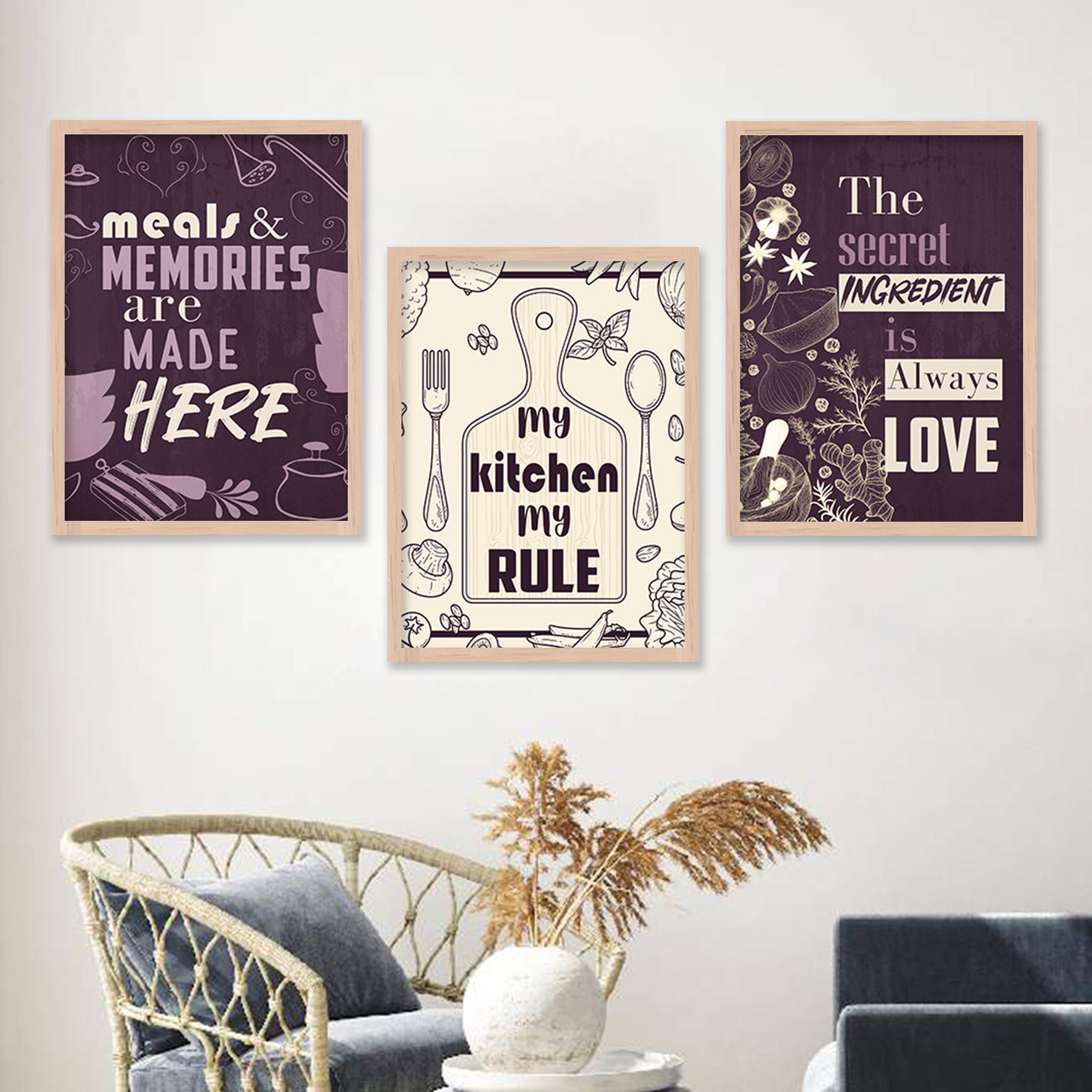 Kitchen Quotes Posters with Frame for Kitchen Restaurant Cafe Wall Decor-Kotart