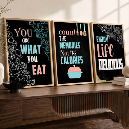 Kitchen Quotes Posters with Frame for Kitchen Restaurant Cafe Wall Decor
