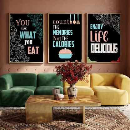 Kitchen Quotes Posters with Frame for Kitchen Restaurant Cafe Wall Decor