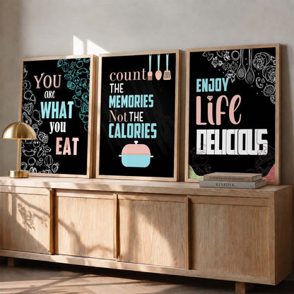 Kitchen Quotes Posters with Frame for Kitchen Restaurant Cafe Wall Decor