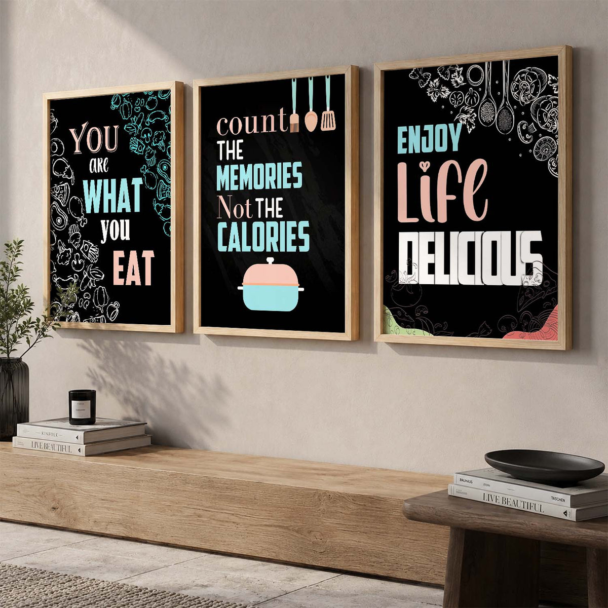 Kitchen Quotes Posters with Frame for Kitchen Restaurant Cafe Wall Decor