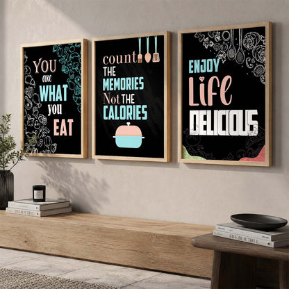 Kitchen Quotes Posters with Frame for Kitchen Restaurant Cafe Wall Decor