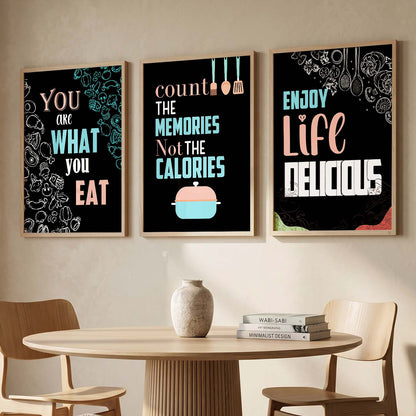 Kitchen Quotes Posters with Frame for Kitchen Restaurant Cafe Wall Decor