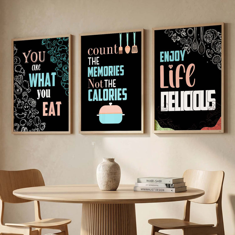 Kitchen Quotes Posters with Frame for Kitchen Restaurant Cafe Wall Decor