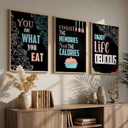 Kitchen Quotes Posters with Frame for Kitchen Restaurant Cafe Wall Decor