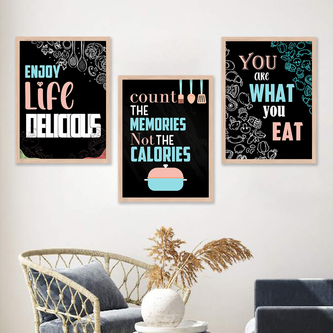 Kitchen Quotes Posters with Frame for Kitchen Restaurant Cafe Wall Decor-Kotart