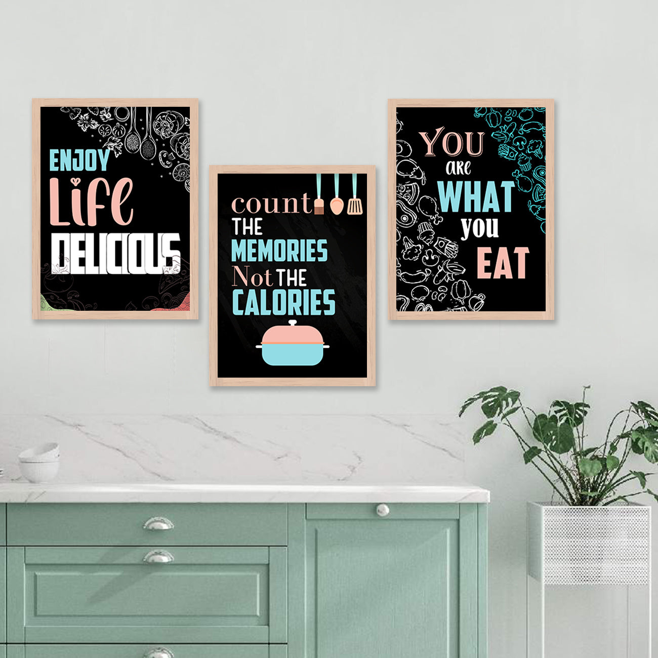 Kitchen Quotes Posters with Frame for Kitchen Restaurant Cafe Wall Decor-Kotart