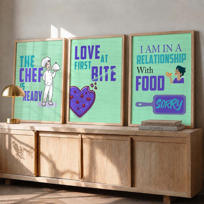 Kitchen Quotes Posters with Frame for Kitchen Restaurant Cafe Wall Decor