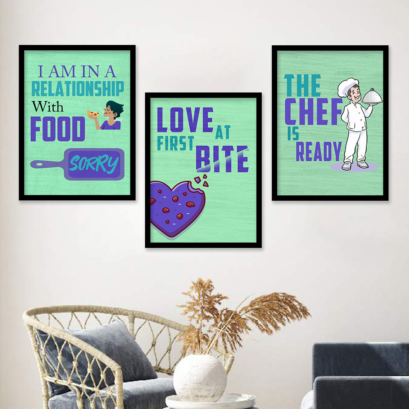 Kitchen Quotes Posters with Frame for Kitchen Restaurant Cafe Wall Decor-Kotart