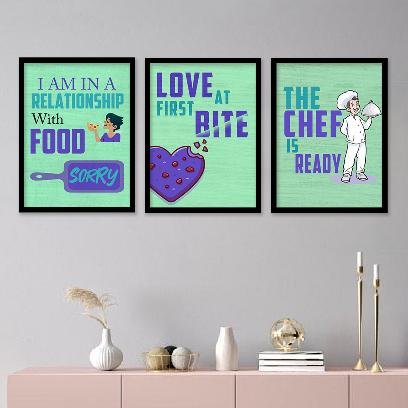 Kitchen Quotes Posters with Frame for Kitchen Restaurant Cafe Wall Decor-Kotart