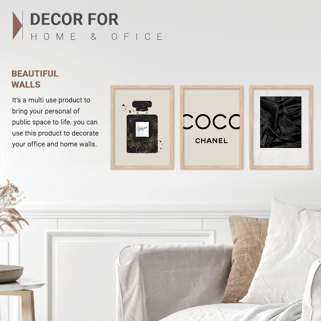 Fashion Brand Coco Poster with Frame for Bedroom Living Room Salon Wall Decor-Kotart