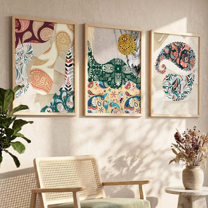 Modern Art Prints with Frame Combo, Set of 3