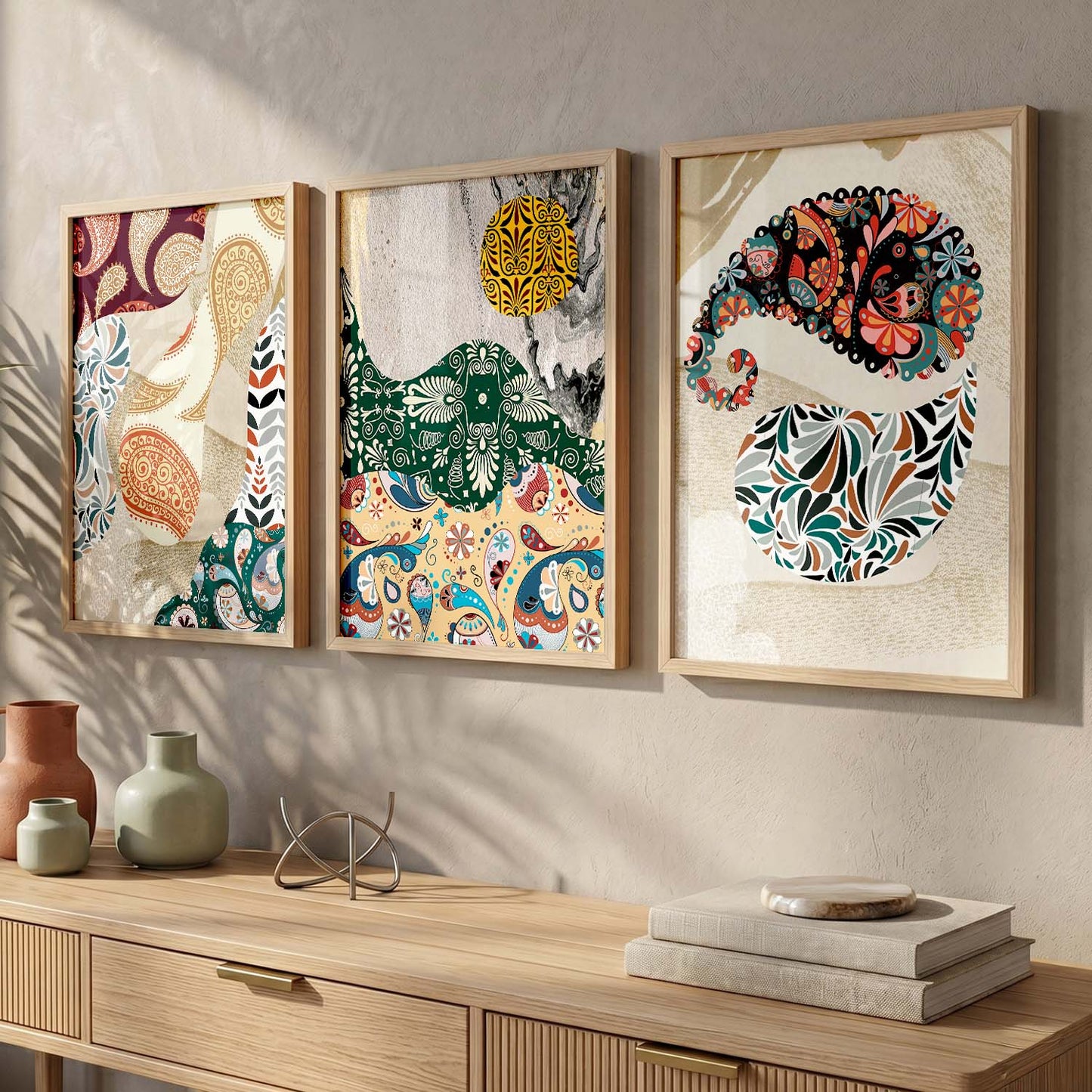 Modern Art Prints with Frame Combo, Set of 3