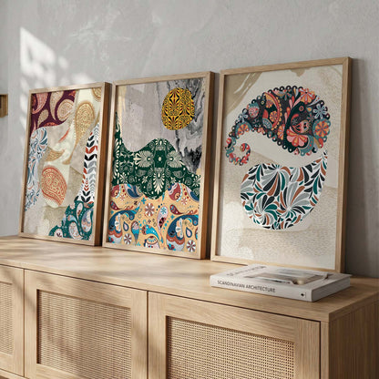 Modern Art Prints with Frame Combo, Set of 3
